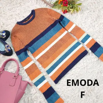 새상품급 EMODA 니트/스웨터 (M 사이즈 상당) 멀티 컬러/보더