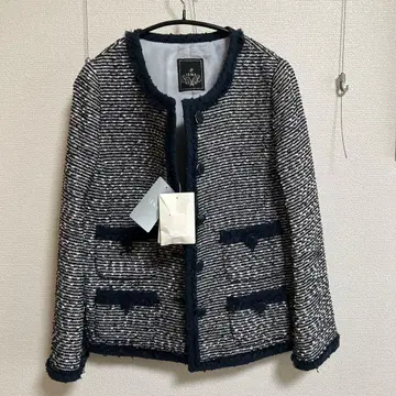 미사용 새상품 택 포함 IENA 노카라 트위드 자켓 네이비