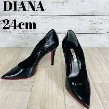 DIANA 블랙 스틸레토 레드 밑창 하이힐 24cm