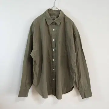 MUJI 무인양품 셔츠 L 카키 면 100 심플 고급 베이직
