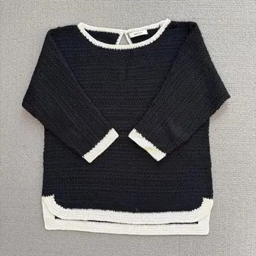 BALLSEY 블랙 7부 소매 스웨터 손뜨개질