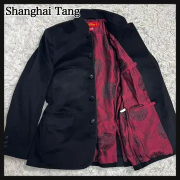 상하이탕 자켓 스탠드 카라 올 패턴 캐시미어 실크 블랙