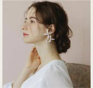 [ 귀찌 ] 브라이덜 펄 비즈 화이트플라워