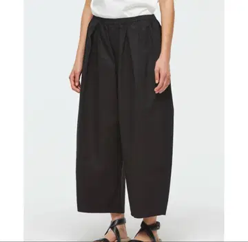 블랙 와이드 팬츠 허리밴딩 사이드 포켓 미즈이로 인드