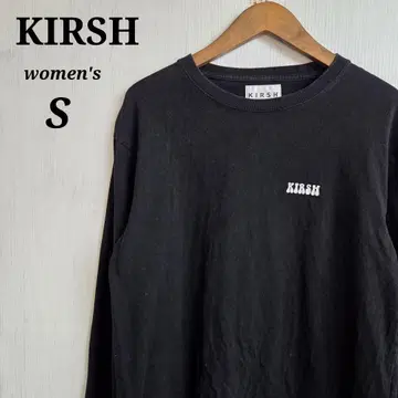 KIRSH 여성용 롱 T S 블랙 자수 로고 빅 로고
