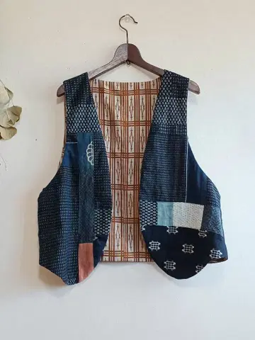 서생 무늬 빈티지 원단 목화 리메이크 베스트 튜닉