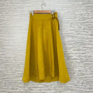 비밍 바이 빔즈 버클 플레어 스커트 머스타드 롱