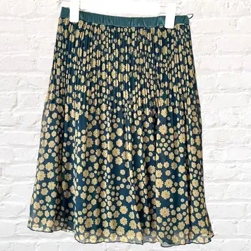 앙파스 플리츠 스커트 꽃무늬 올 패턴 레이스 안감 걸리시 허리밴딩