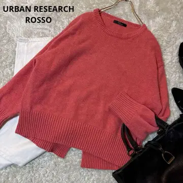 어반 리서치 ROSSO 울 100 크루넥 코랄 핑크 루즈핏
