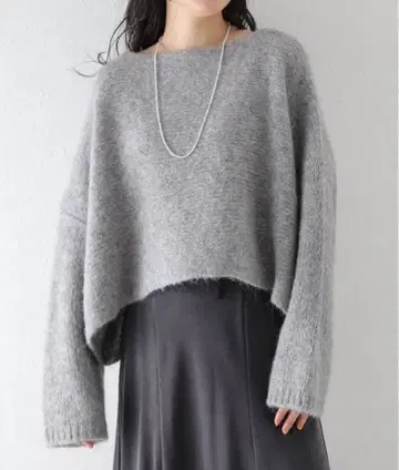 Plage 알파카 MIX 크롭 니트 그레이