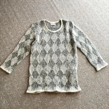 트리코티 트리코타 시스루 편직 니트 스웨터 다이아몬드 패턴