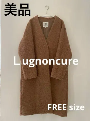 새상품급!! Lugnoncure 보아 소재 노카라 롱 자켓