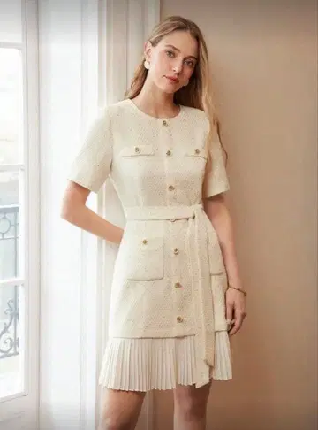 벨트 포함 숏 드레스