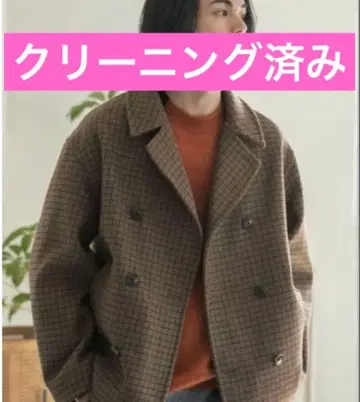 니코앤드 P 코트 숏코트 브라운 체크