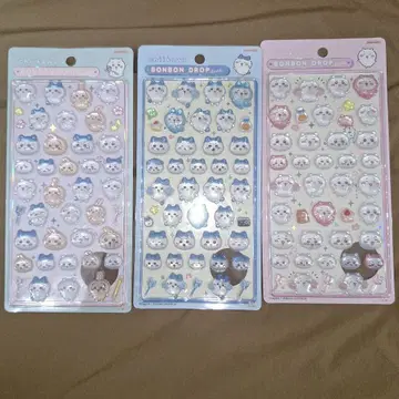 치이카와 (먼작귀) 모자 꽁지 드롭 씰 3종 묶음 판매