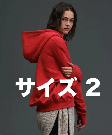 soerte 후드티 레드 헤비웨이트 풀 지퍼 후디 쇼트 기장 사이즈 2