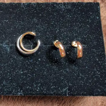 지엣테 후프 귀걸이 2개 세트 골드 실버 이어커프