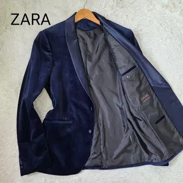 컨디션 최상 ZARA MAN 벨로아 턱시도 자켓 레어 4L 다크 블루