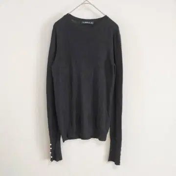 ZARA 펄 버튼 니트탑 M 상당 블랙 고급 깔끔함