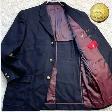 VAN JAC 테일러드 자켓 블레이저 골드 버튼 각인 안감 보르도