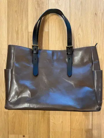 브라운 토트백 소가죽