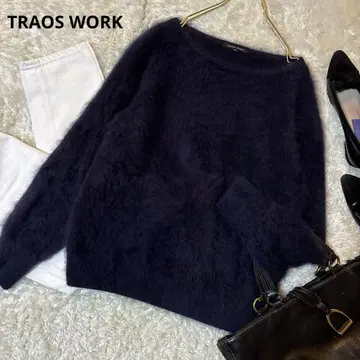 새상품급*TRAOS WORK 복슬복슬 크루넥 니트 네이비