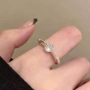 프리 사이즈 스피닝 플래닛 링 여성용 화이트 골드 마감