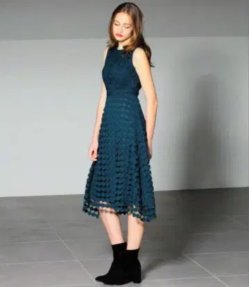 컨디션 최상 그레이스 콘티넨탈 케미컬 절개 원피스 그린