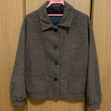 트위드 자켓 벌룬 슬리브 브라운 앤티크 레트로 영국