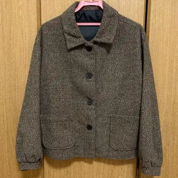 트위드 자켓 벌룬 슬리브 브라운 앤티크 레트로 영국