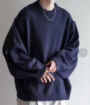 [cussil] 와이드 벌룬 슬리브 루즈 스웨터 네이비 완판템