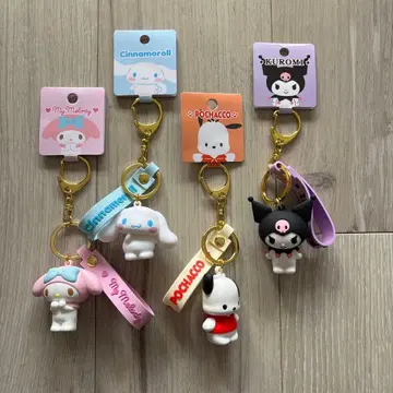 새상품 산리오 캐릭터 키링 4개 세트 시나모롤 쿠로미 등