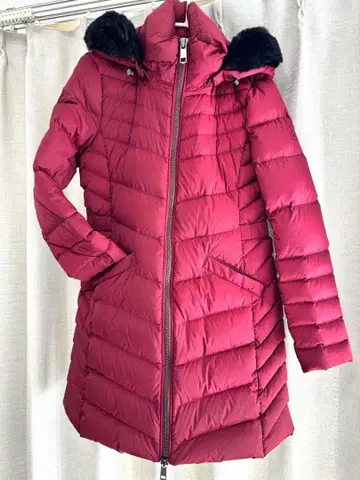 [컨디션 최상] Tommy 버건디 후드 부착 롱 다운 자켓