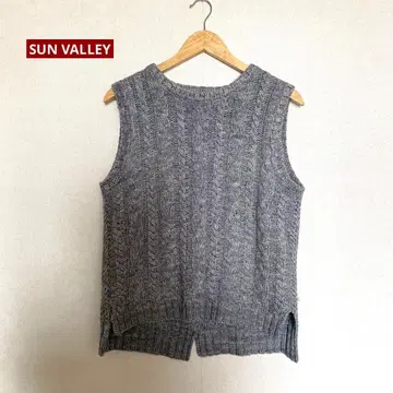 SUN VALLEY 백 슬릿 케이블 니트 베스트 그레이 M