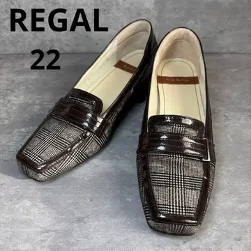 [컨디션 최상] REGAL 리걸 로퍼 에나멜 체크 무늬 스퀘어토