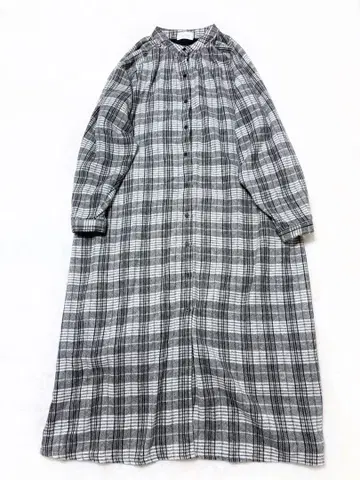 무모쿠테키 새상품급 겨울용 와이드 셔츠 원피스 그레이 체크