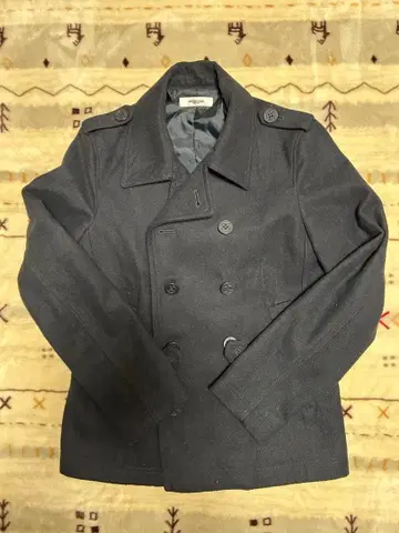 MORGAN 네이비 피 코트 울