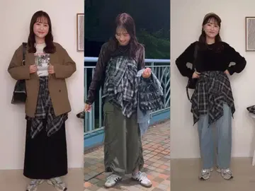 [12월 말까지 한정 판매] 체크 셔츠 감싸기 미니 스커트