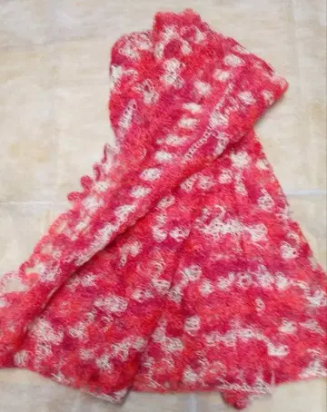 미사용 새상품 짙은 핑크와 화이트의 모헤어 스톨, 화양, 설날, 성인식