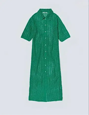 AURALEE 핸드 크로셰 코튼 니트 롱 원피스