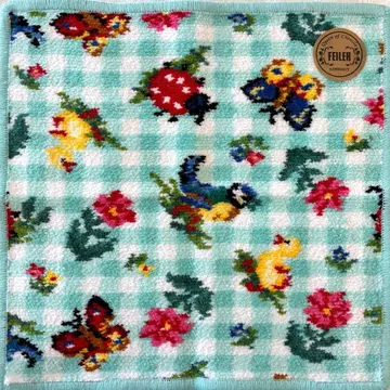 새상품 FEILER 손수건 하이디 체크 페일 그린