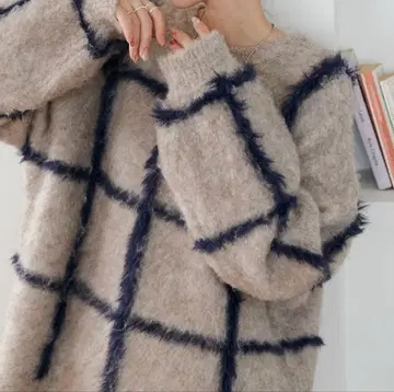 택 포함 새상품 Discoat 체크 무늬 풀오버