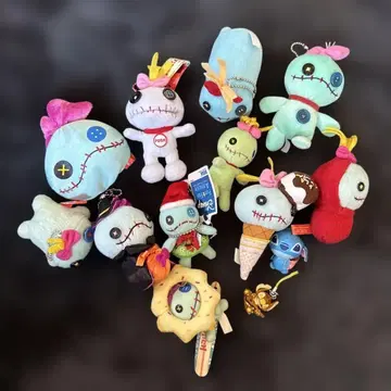 디즈니 스티치 스크럼프 봉제 인형 키링 세트 등