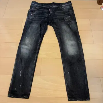 디스퀘어드 블랙 데님 데미지 진 빈티지 가공 진