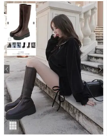 스트레치 통굽 롱 부츠[zr1283] 그레일