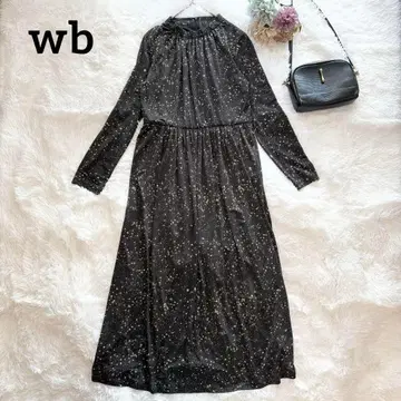 [ wb ] 더블비 모가 올 패턴 하이넥 롱 원피스 맥시 길이 스트레치