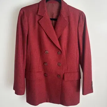 Leilian 캐시미어 빨간색 더블 브레스트 체스터 코트