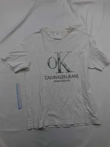 캘빈 클라인 진스 로고 T셔츠 화이트 계열 남성용 M