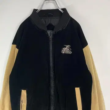 LULU 90s 스타디움 점퍼 벨벳 원단 자수 구제 의류 XL