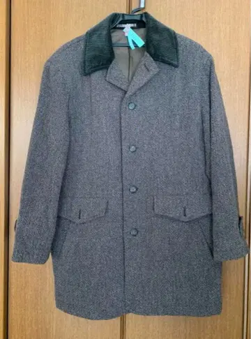 울 코트 그레이 계열 코듀로이 옷깃 체스터풍 코트